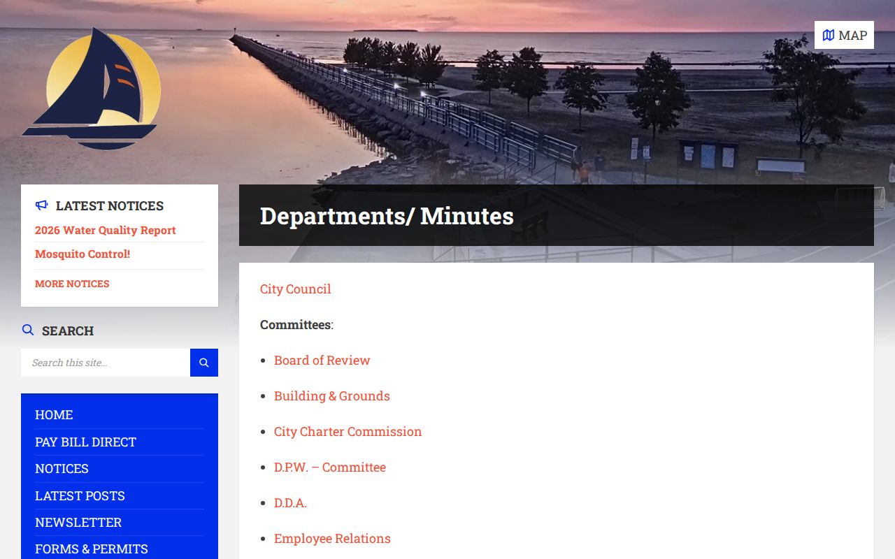 Caseville city departments page for police record routing