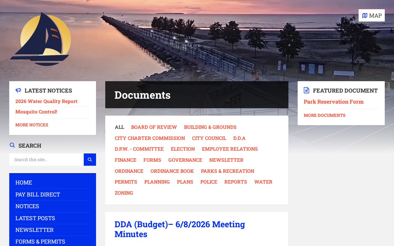 Caseville public documents archive and its search controls