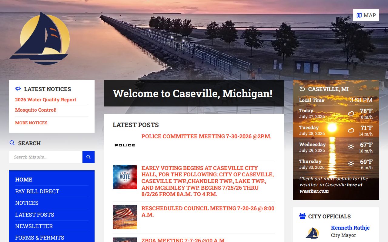 Official City of Caseville website for municipal records access