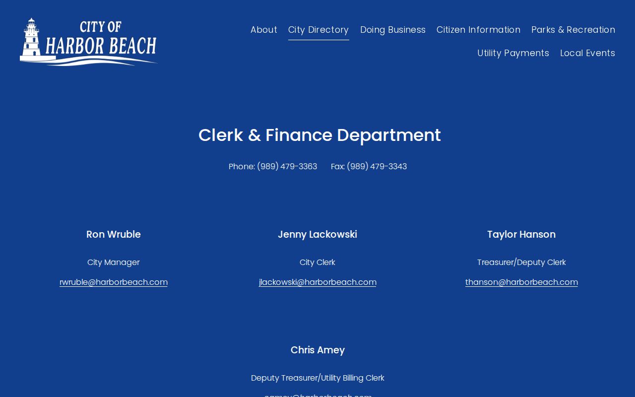 Harbor Beach official department contacts for police record routing