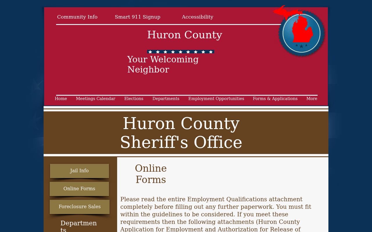 Huron County arrest records Sheriff online forms