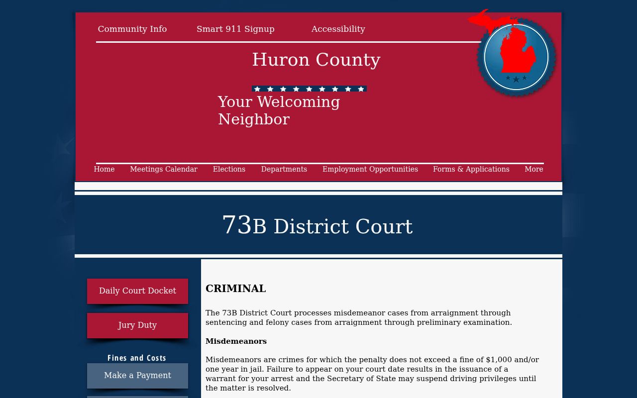 Huron County criminal court case process in District Court