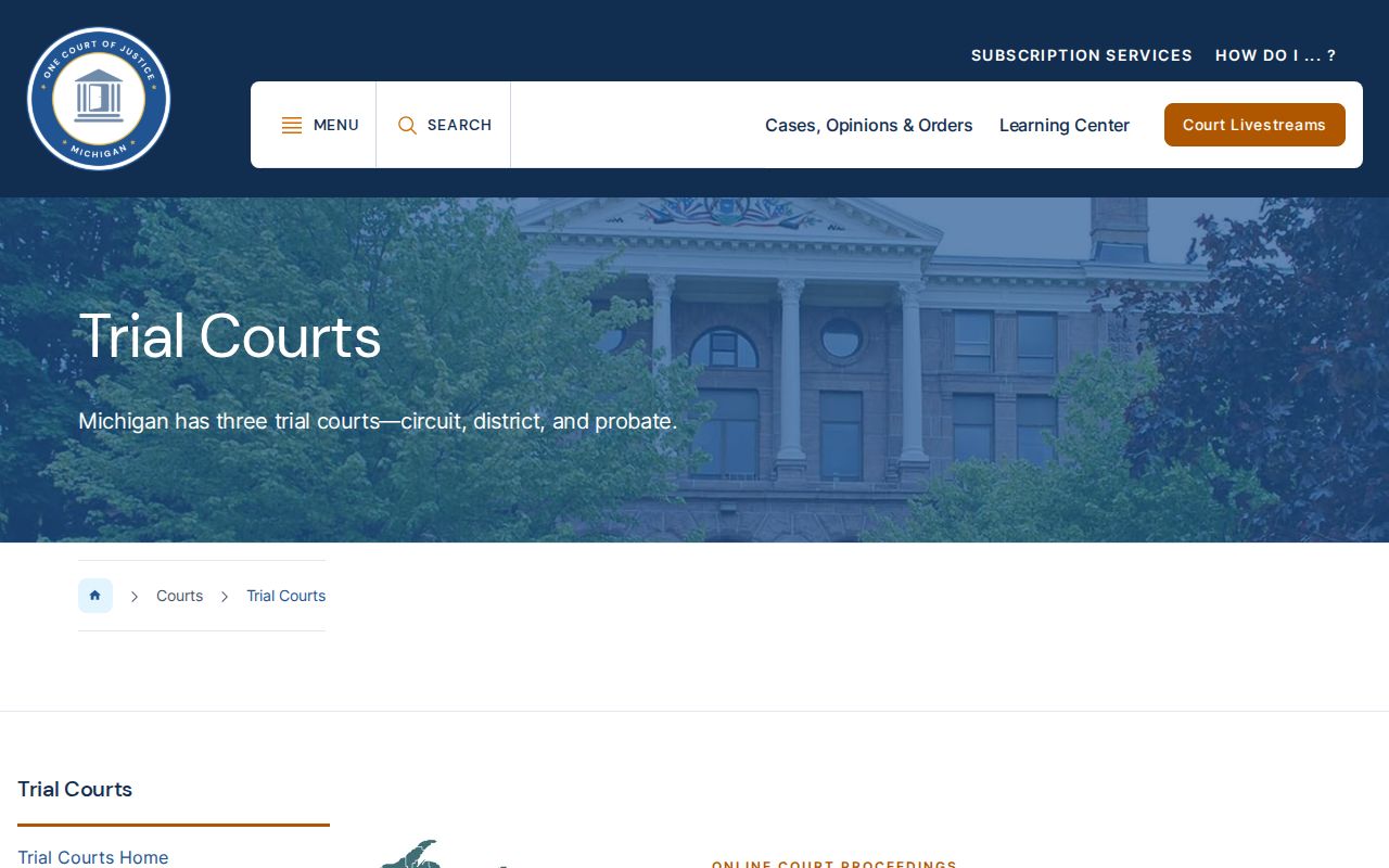 Michigan trial court directory for Huron County court case lookup