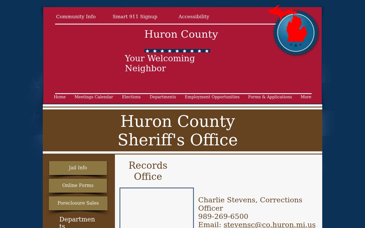 Huron County criminal history fingerprint services at the Sheriff's Records Office