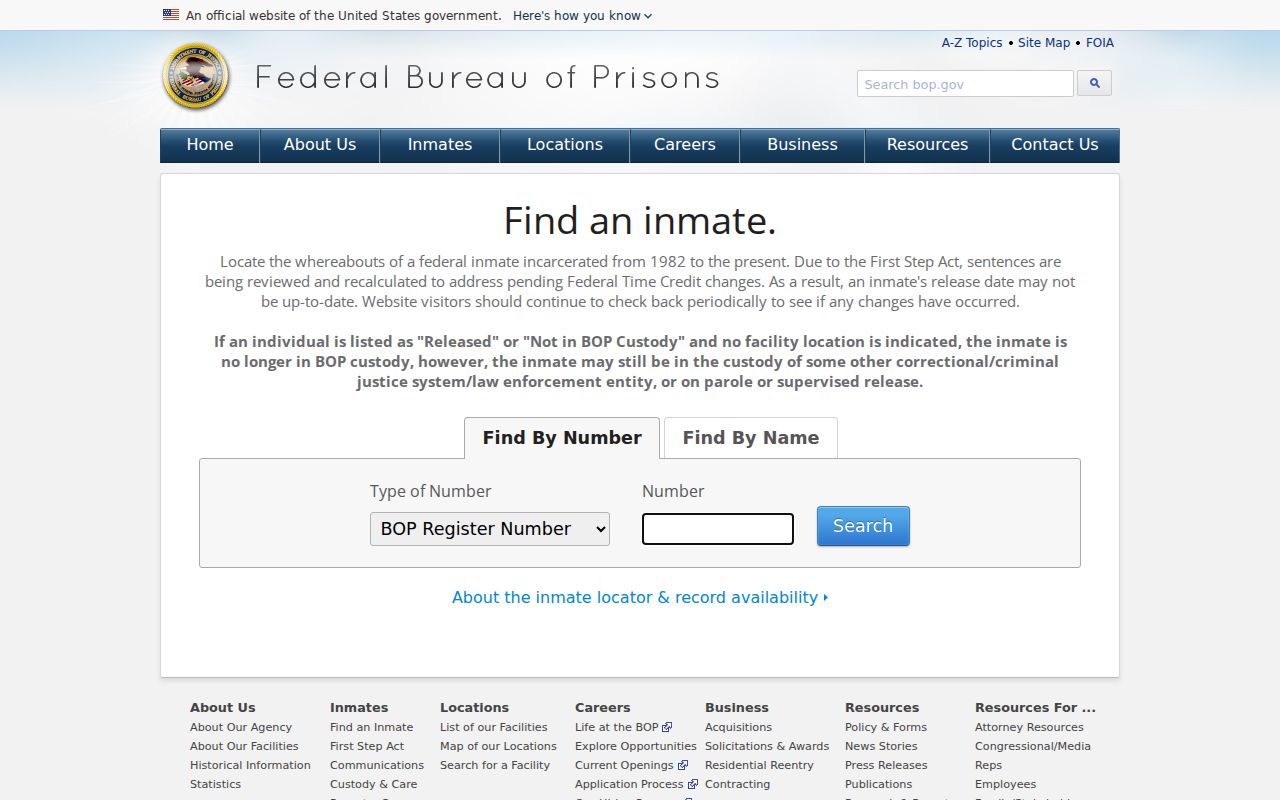 Federal inmate locator used apart from Huron County criminal records