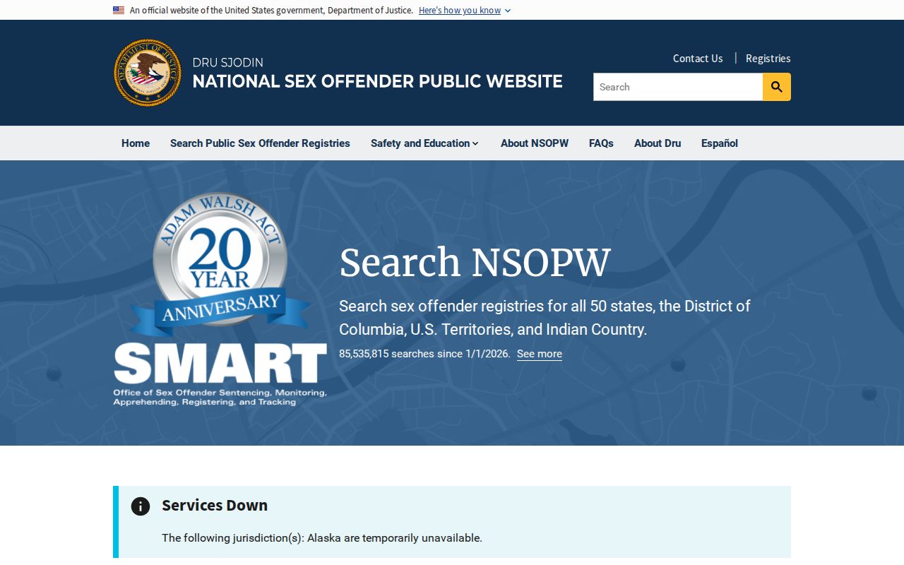 National Sex Offender Public Website search used for cross-state Huron County checks
